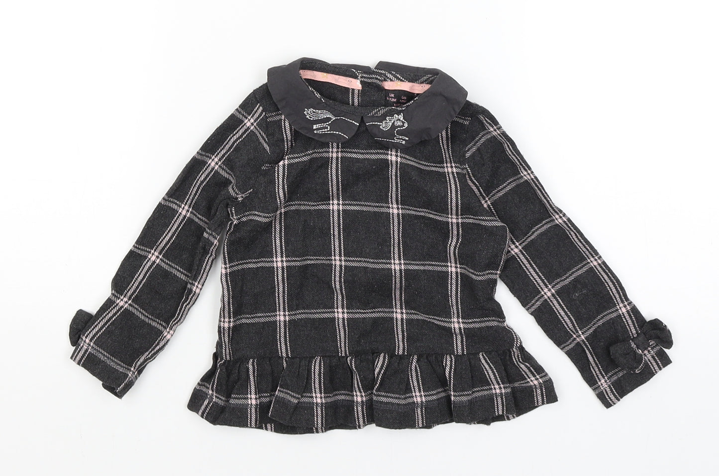 F&F Baby Grey Plaid  Basic T-Shirt Size 9-12 Months