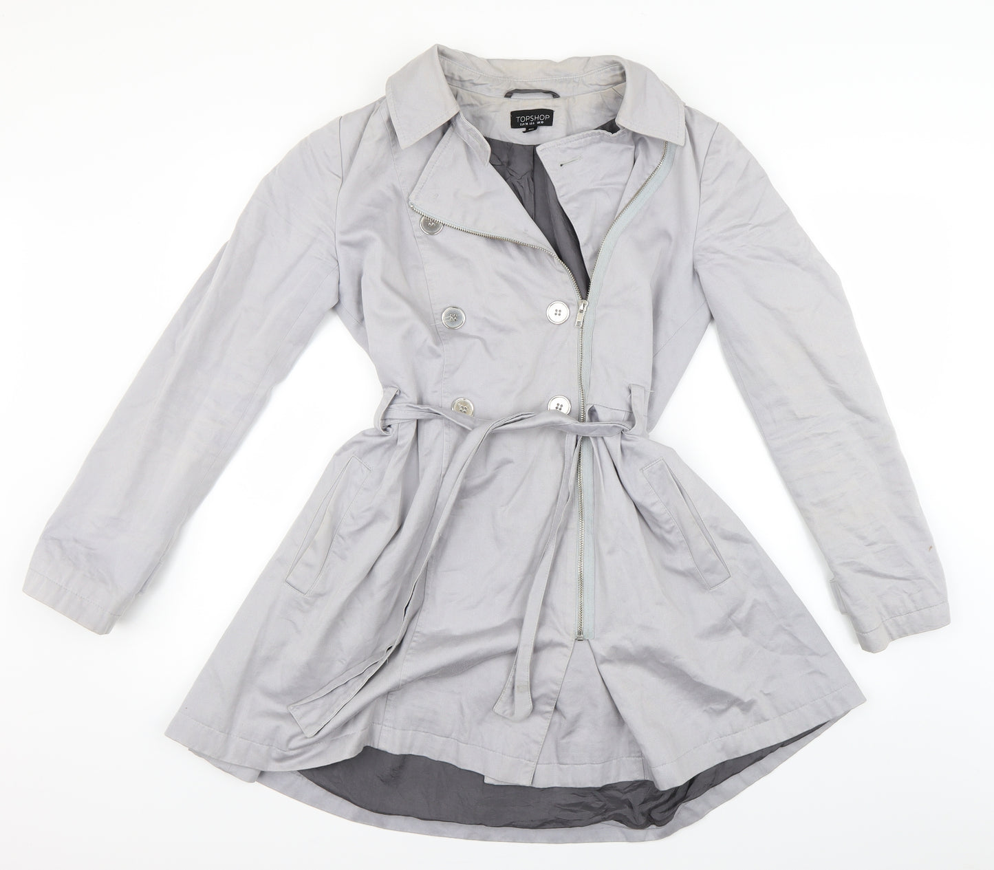 Topshop Womens Grey   Trench Coat Coat Size 10