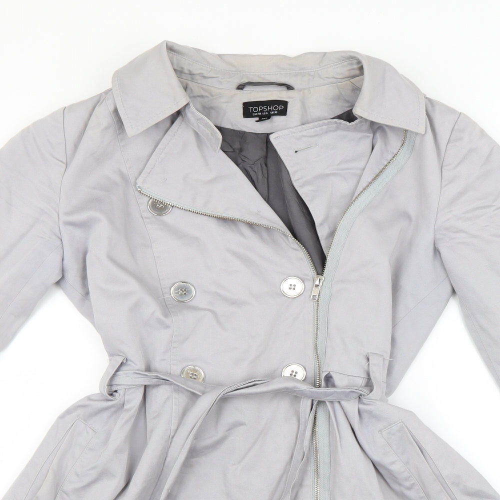 Topshop Womens Grey   Trench Coat Coat Size 10