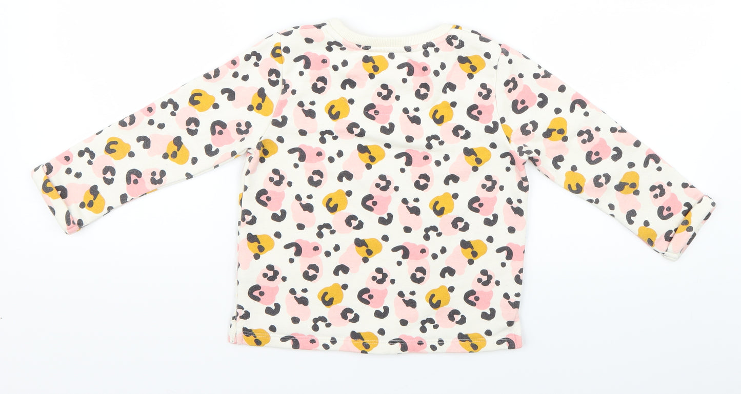 F&F Girls Pink Animal Print  Pullover Jumper Size 3-4 Years