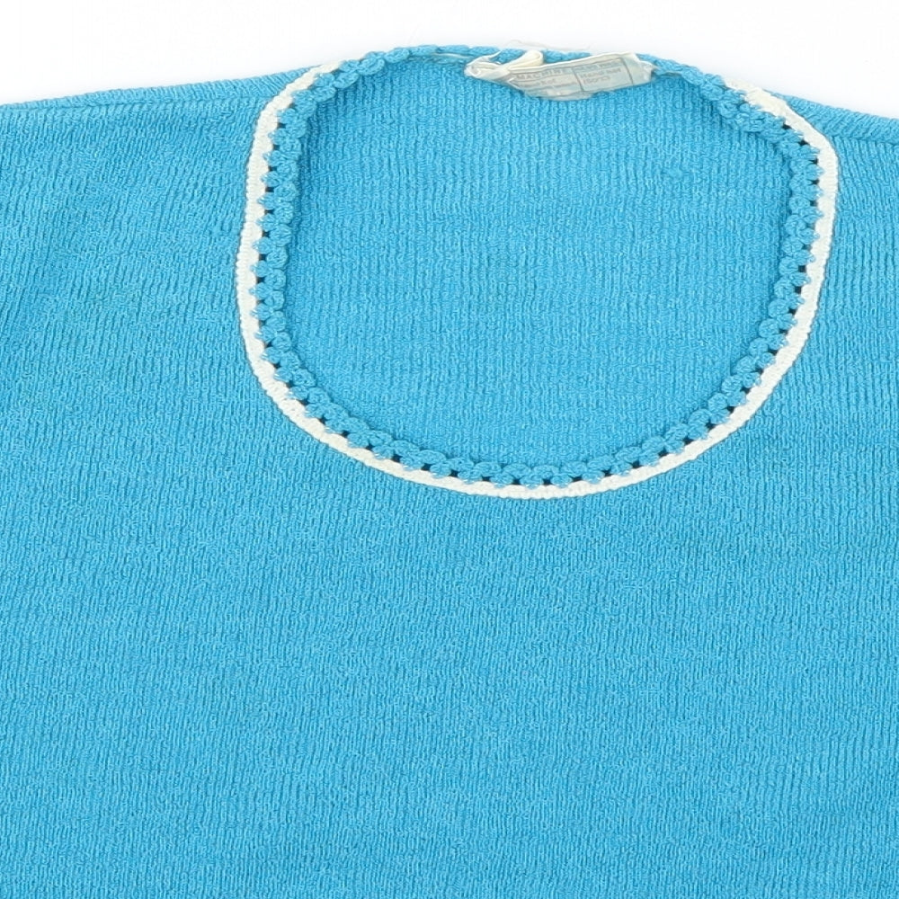 Crimplene Womens Blue   Basic T-Shirt Size 14