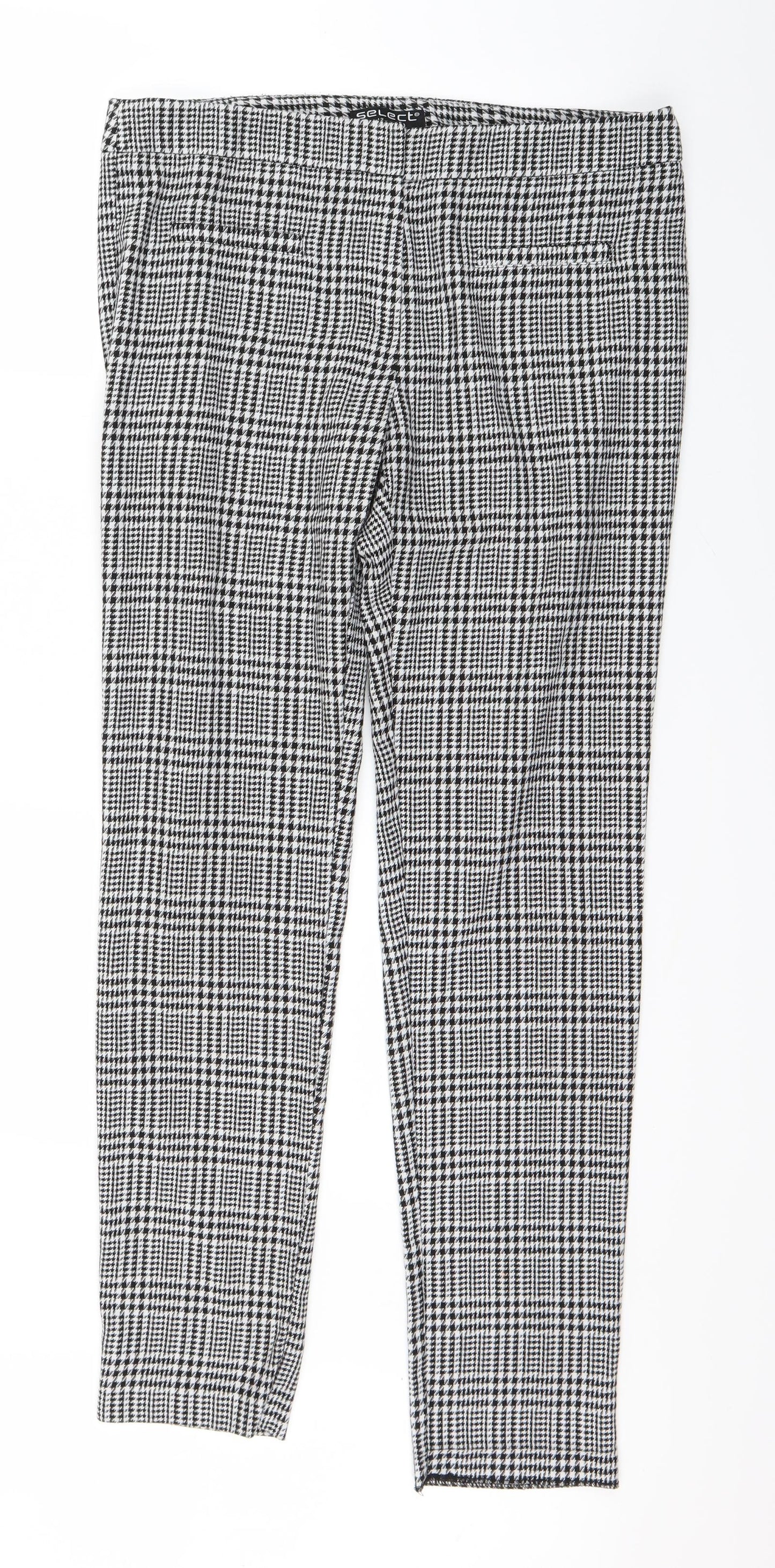 Select Womens Black Houndstooth  Trousers  Size 12 L29.5 in