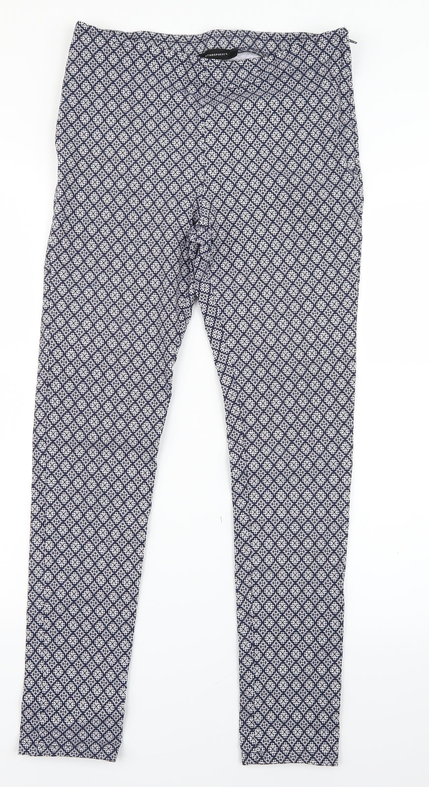 Primark Womens Blue Argyle/Diamond  Trousers  Size 12 L26 in
