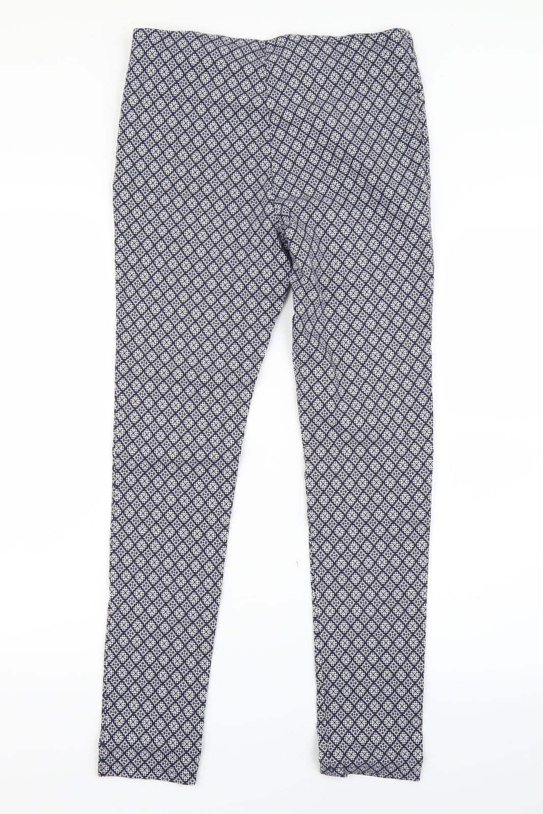 Primark Womens Blue Argyle/Diamond  Trousers  Size 12 L26 in