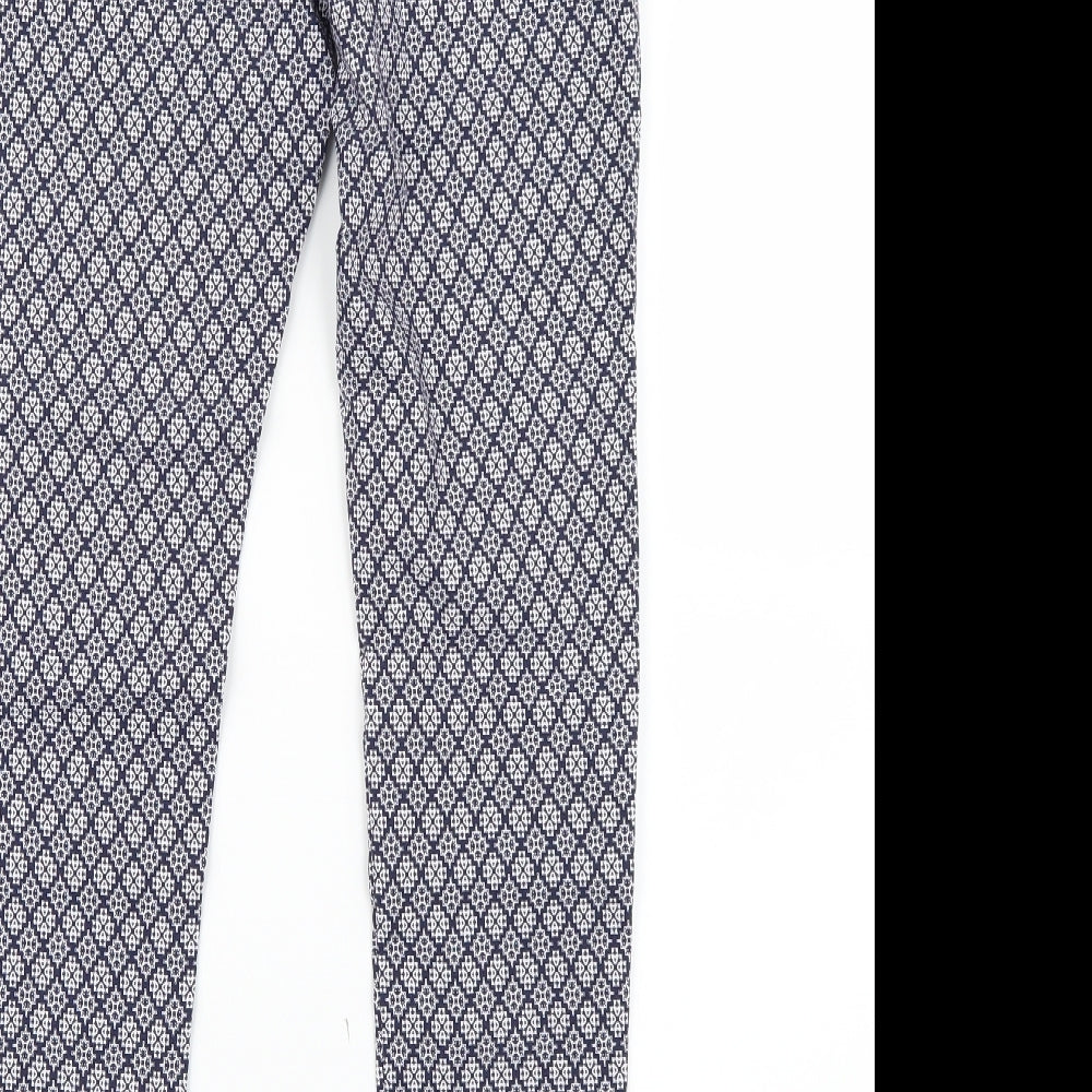 Primark Womens Blue Argyle/Diamond  Trousers  Size 12 L26 in