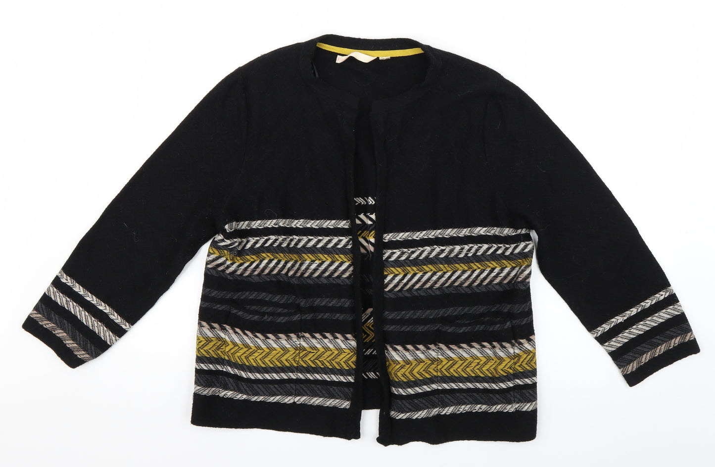White Stuff Womens Black Striped  Cardigan Jumper Size 16