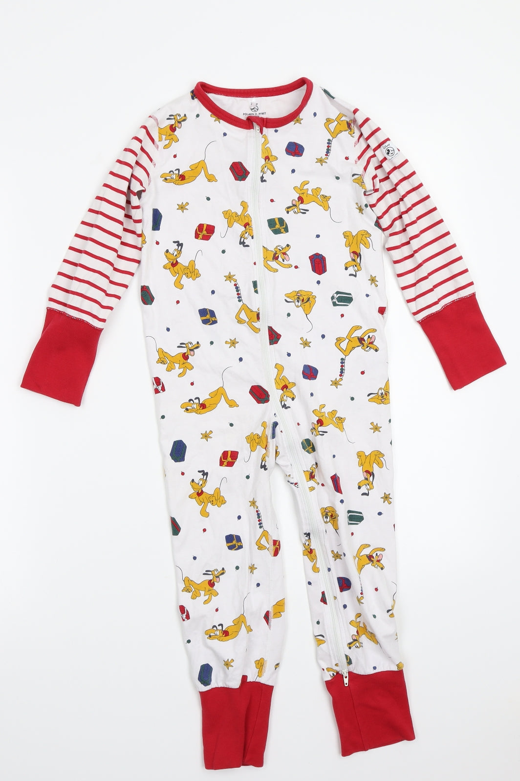 Polarn O. Pyret Girls White Striped  Top One Piece Size 2-3 Years