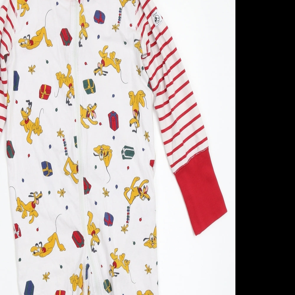 Polarn O. Pyret Girls White Striped  Top One Piece Size 2-3 Years