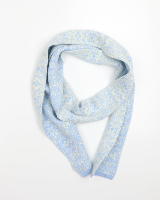 Front view of Preworn women’s white geometric scarf