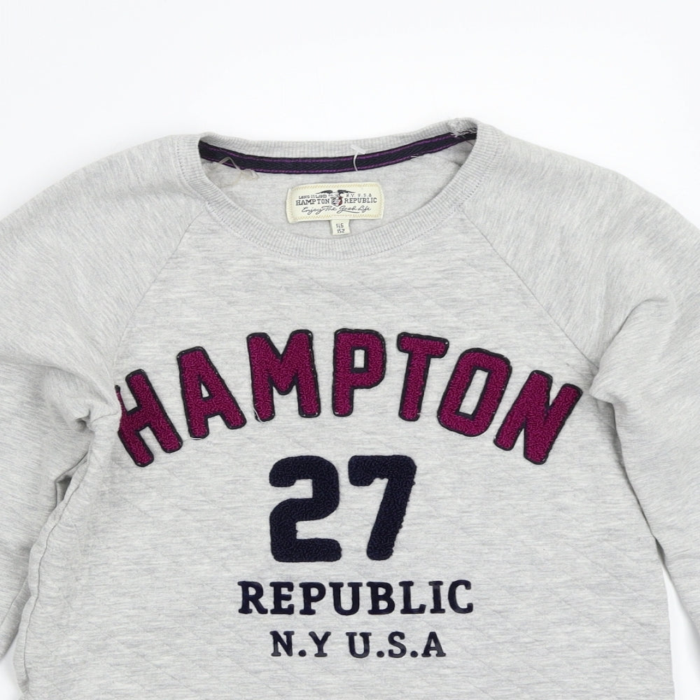 Hampton Republic Girls Grey   Pullover Jumper Size 14 Years