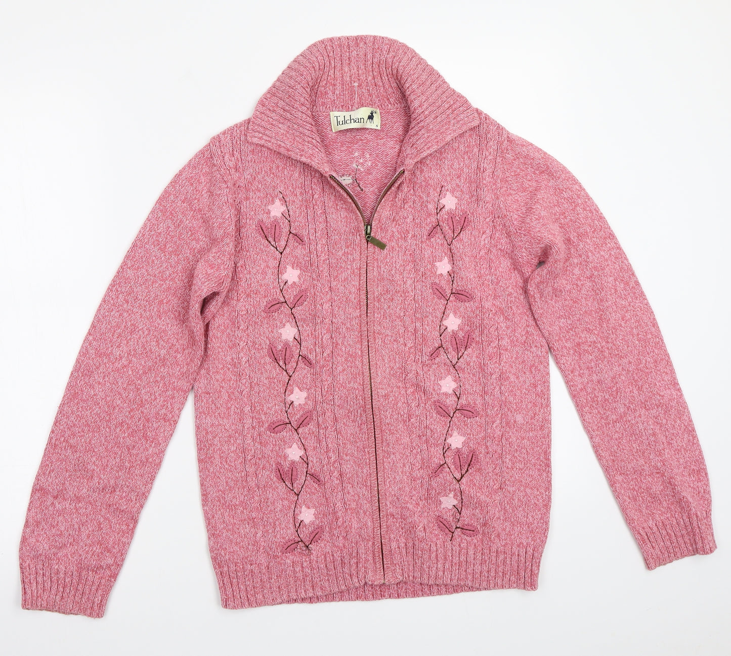 Tulchan Womens Pink Floral  Jacket Coatigan Size S