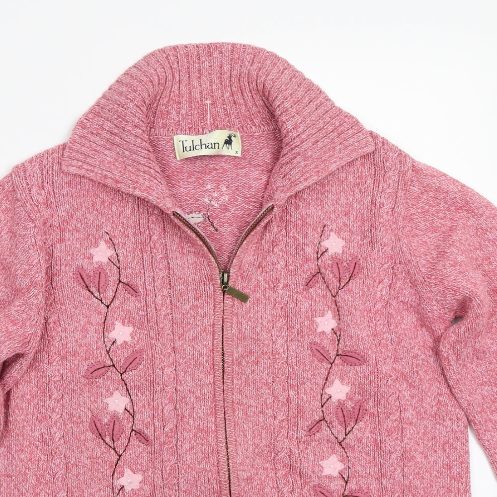 Tulchan Womens Pink Floral  Jacket Coatigan Size S