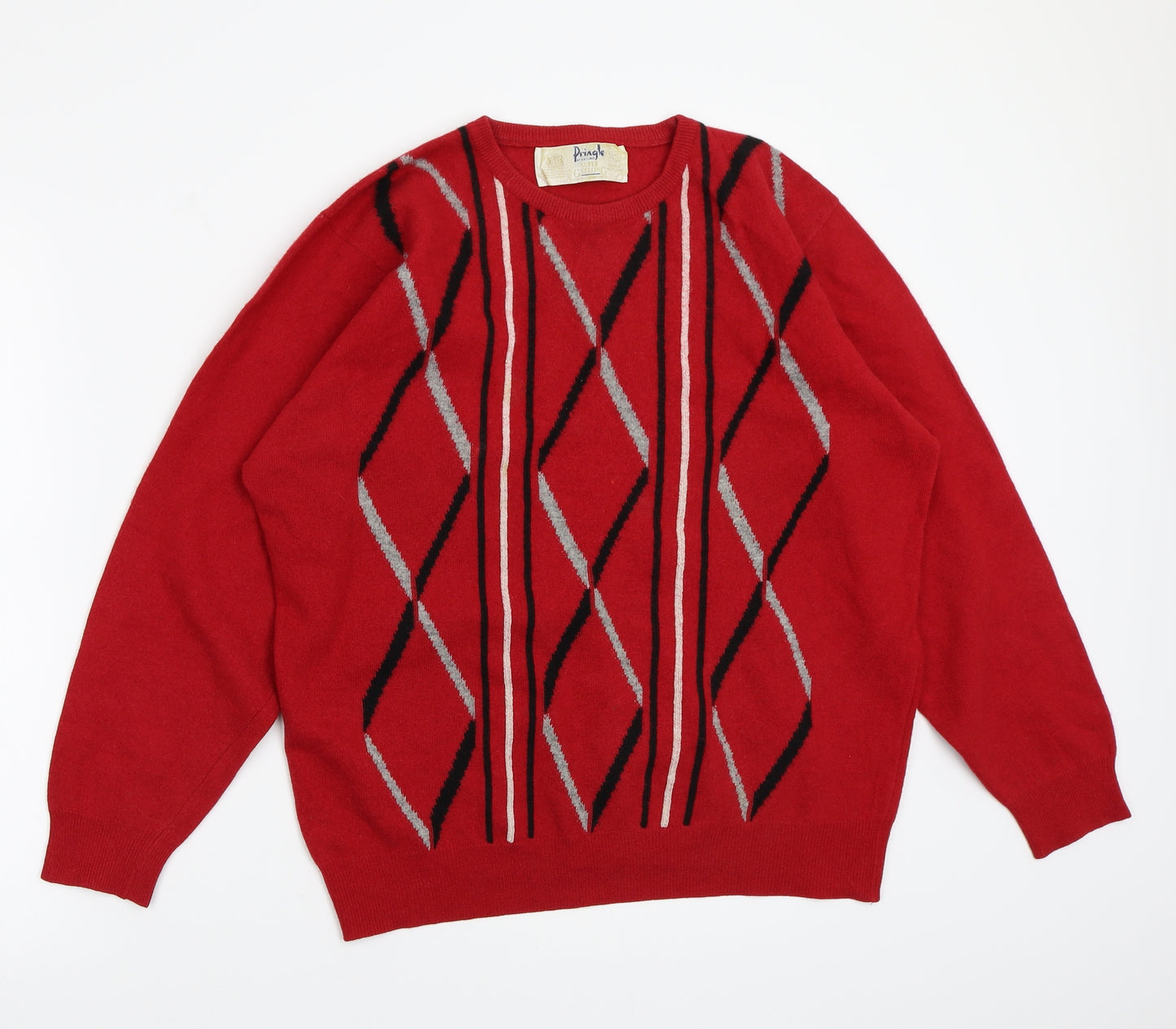 Pringle Womens Red Geometric  Pullover Jumper Size 14