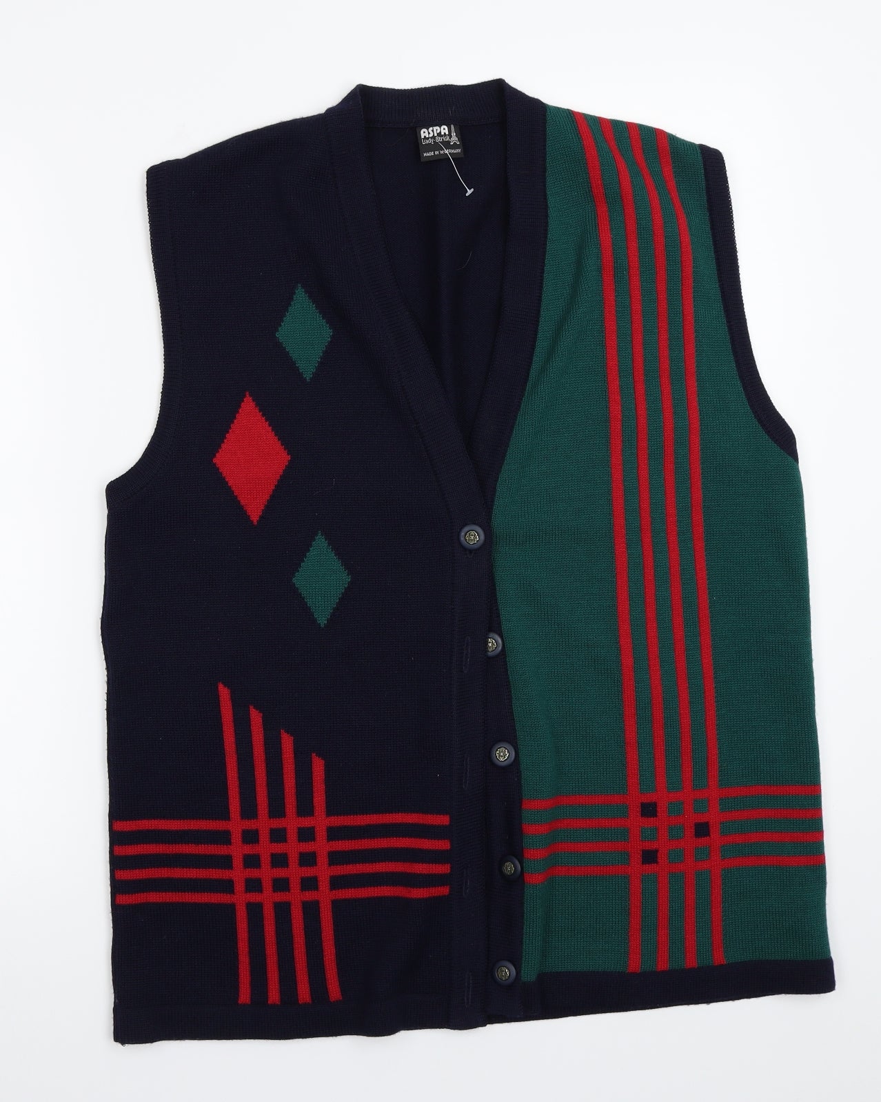 Aspa Womens Blue Geometric  Cardigan Jumper Size 14