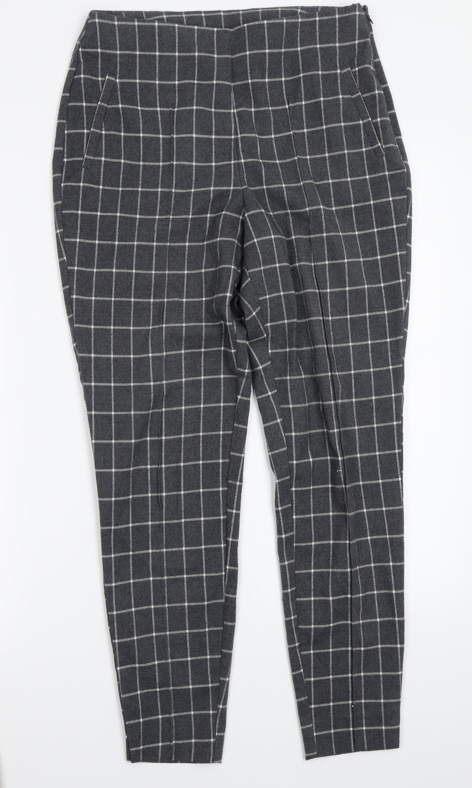 TU Womens Grey Check  Trousers  Size 10 L26 in
