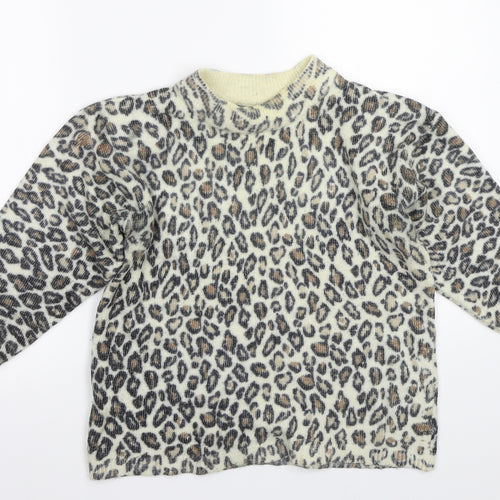 cote a cote Womens Ivory Animal Print  Pullover Jumper One Size