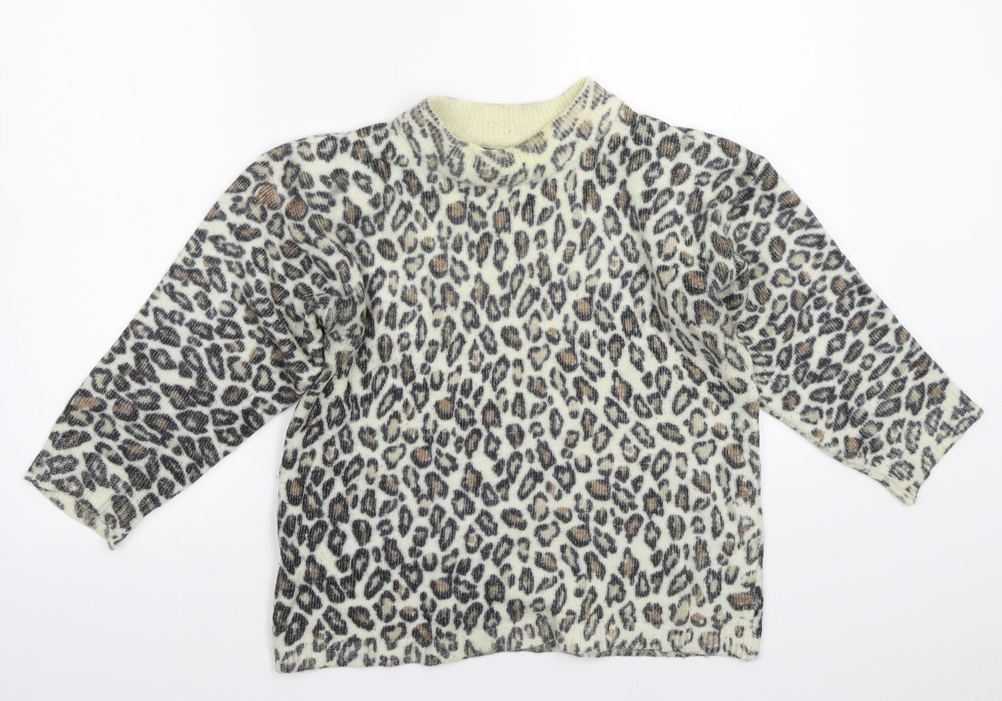 cote a cote Womens Ivory Animal Print  Pullover Jumper One Size