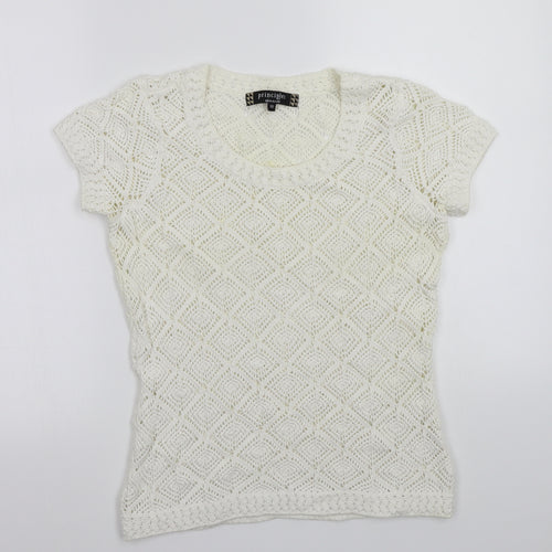 Principles Womens White   Basic T-Shirt Size 10