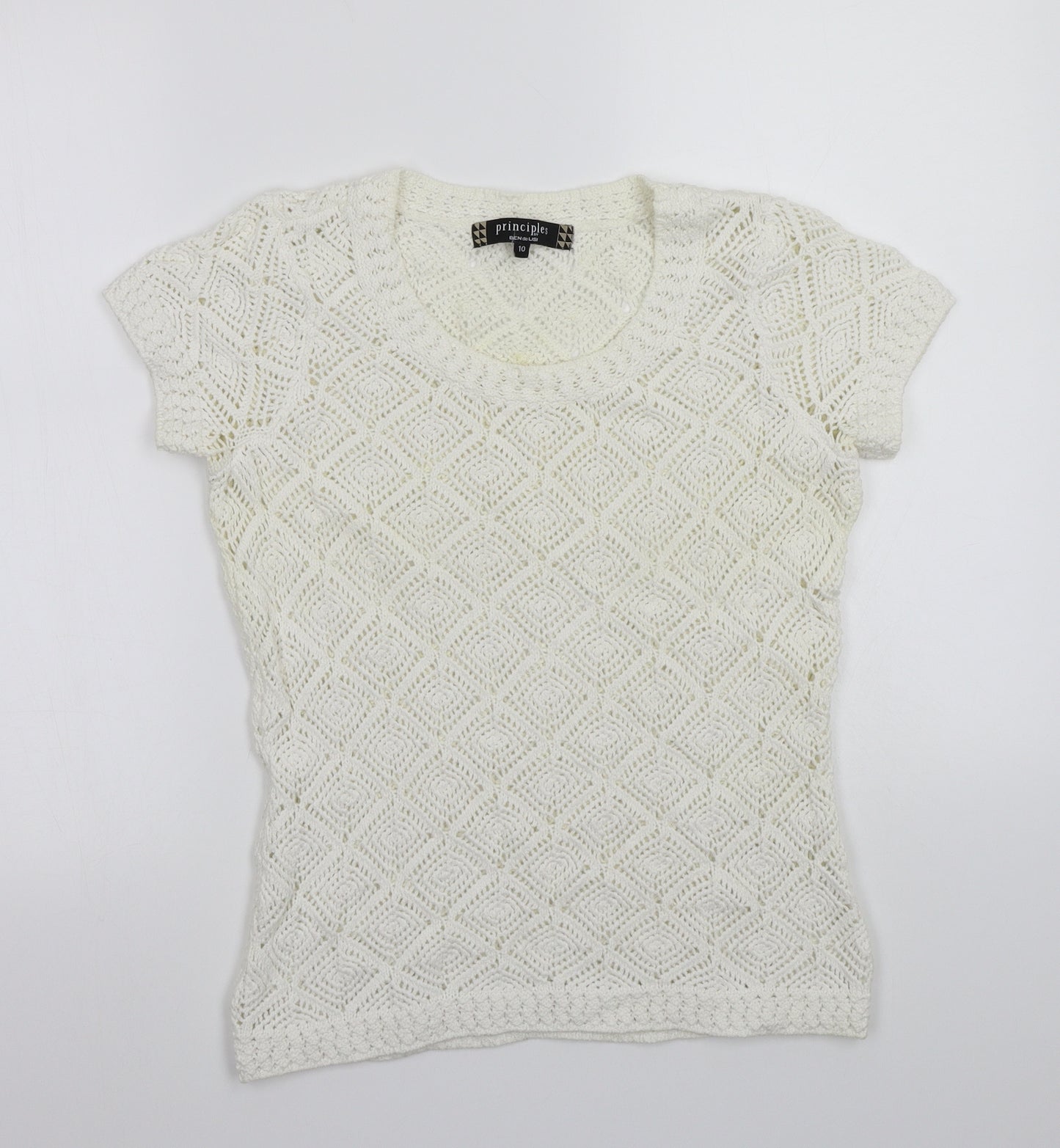 Principles Womens White   Basic T-Shirt Size 10