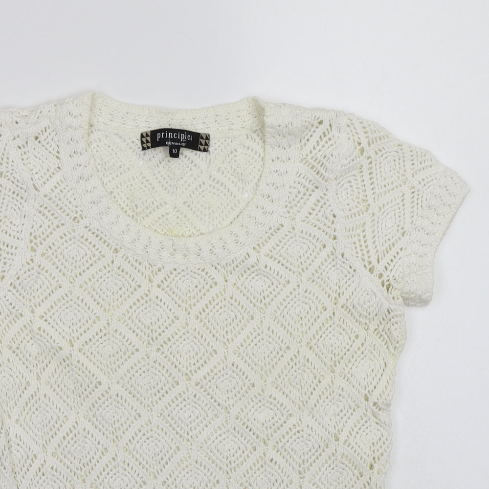 Principles Womens White   Basic T-Shirt Size 10