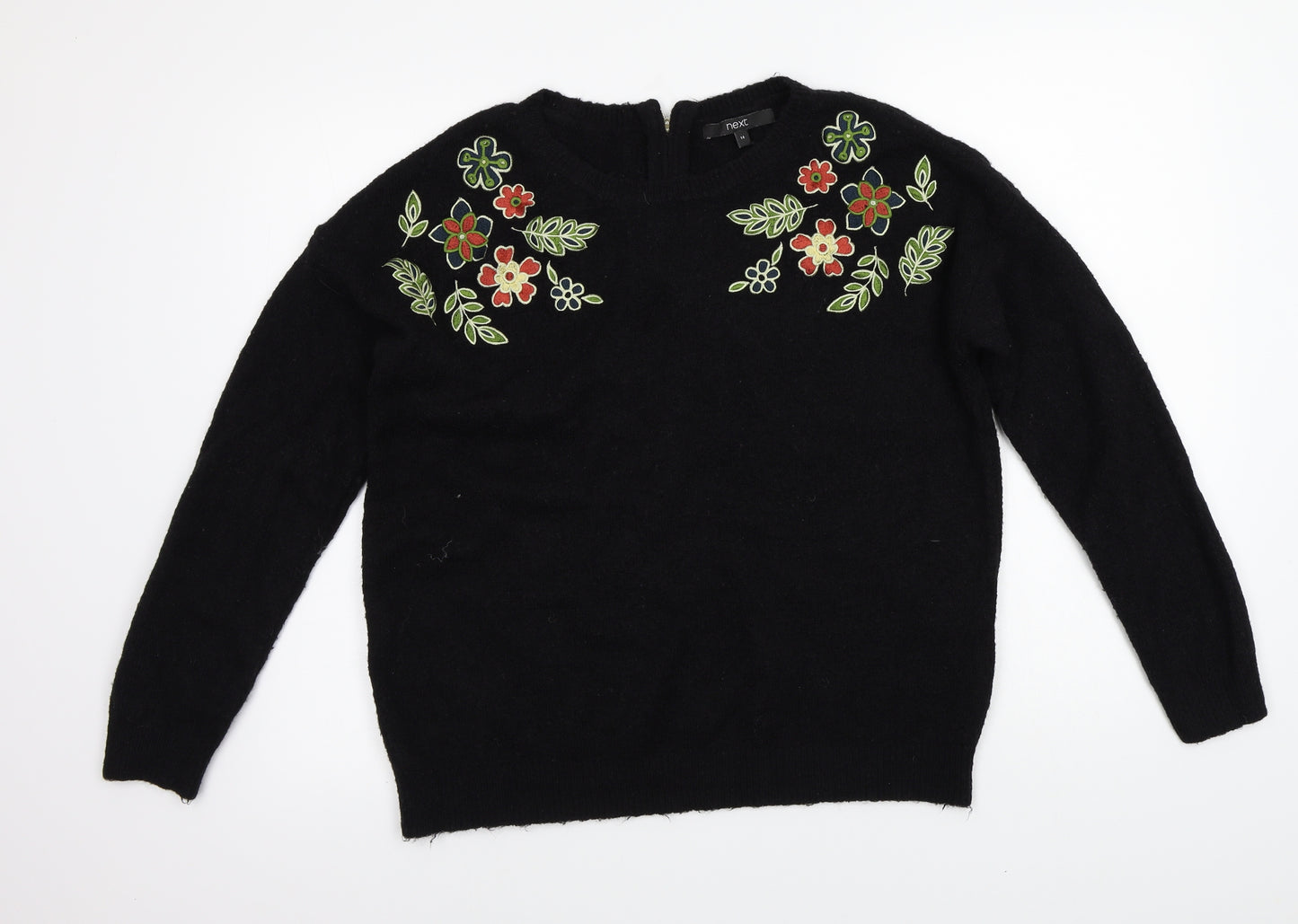 NEXT Womens Black Floral  Pullover Jumper Size 16