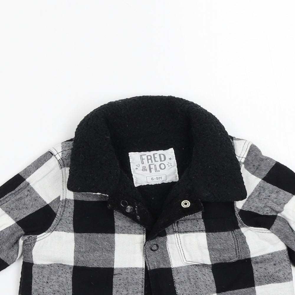 fred&flo Baby Black Check  Jacket Coatigan Size 6-9 Months