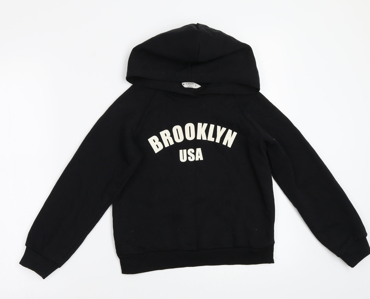 Candy Couture Girls Black  Rayon Pullover Hoodie Size 9 Years