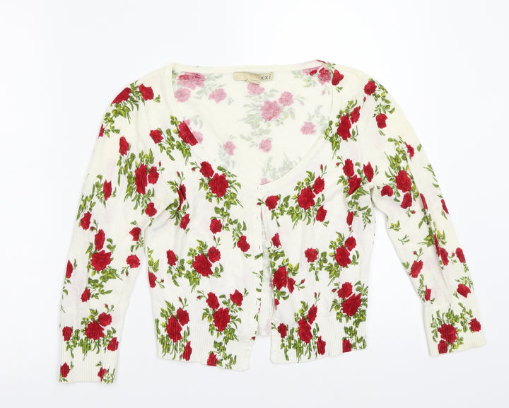 XXI Womens White Floral Cardigan Jumper Size S