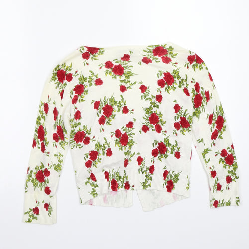 XXI Womens White Floral  Cardigan Jumper Size S