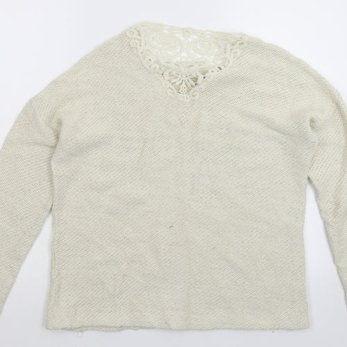 C&A Womens White  Knit Pullover Jumper Size XL