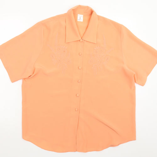 Preworn Womens Pink  Satin Basic Button-Up Size 16
