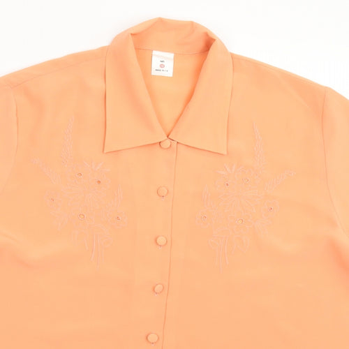 Preworn Womens Pink  Satin Basic Button-Up Size 16