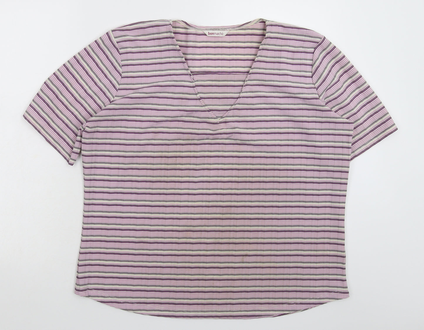 Bonmarché Womens Multicoloured Striped  Basic T-Shirt Size L