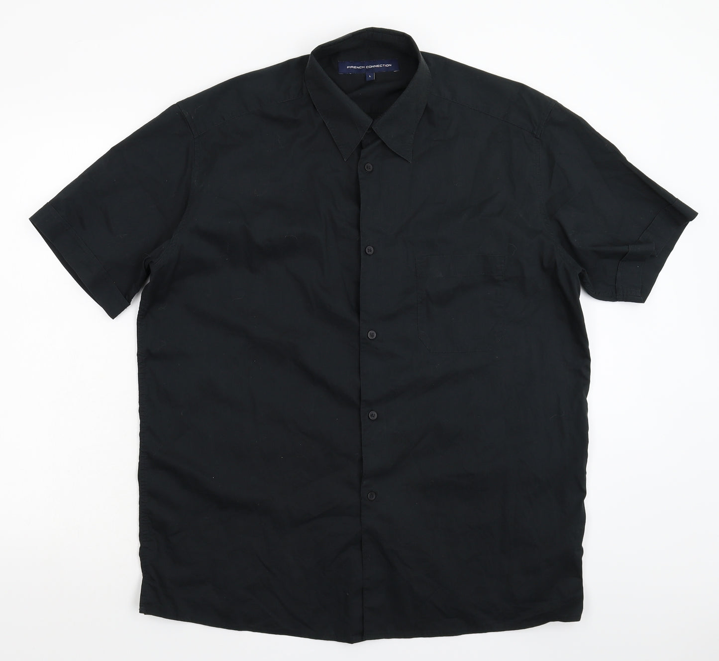 French Connection Mens Black    Button-Up Size L