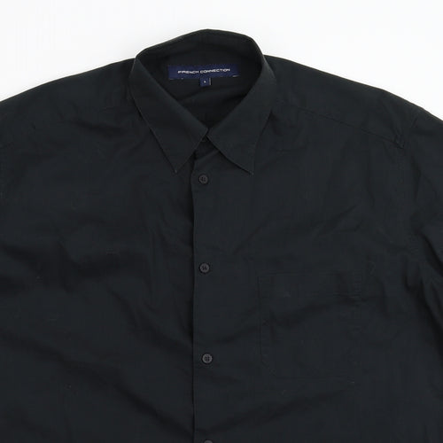 French Connection Mens Black    Button-Up Size L