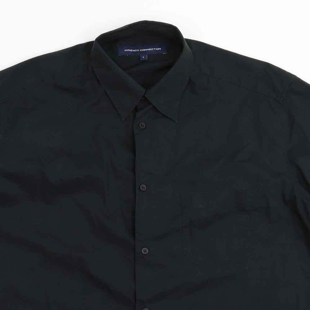 French Connection Mens Black    Button-Up Size L