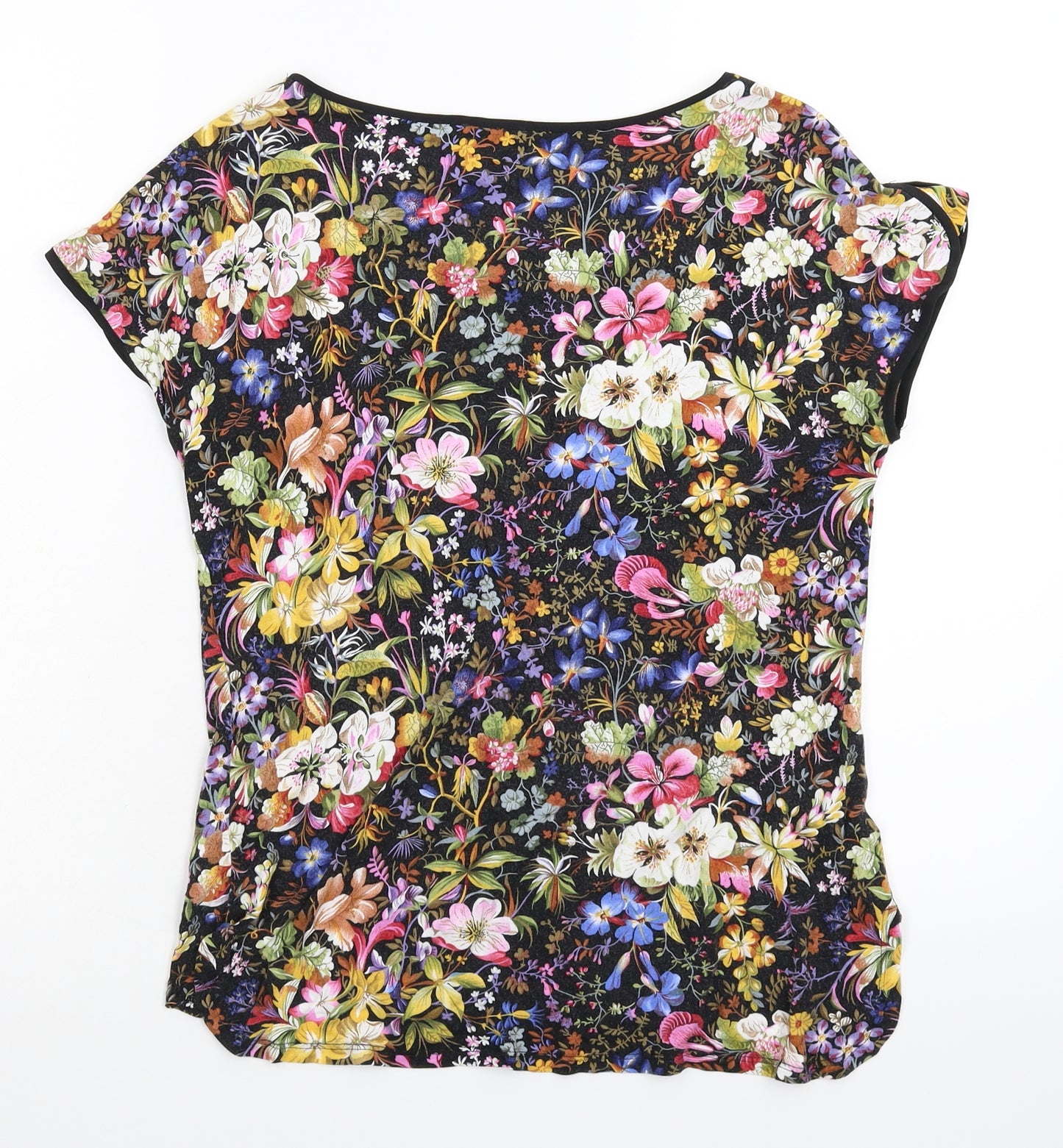 Oasis Womens Black Floral  Basic T-Shirt Size S
