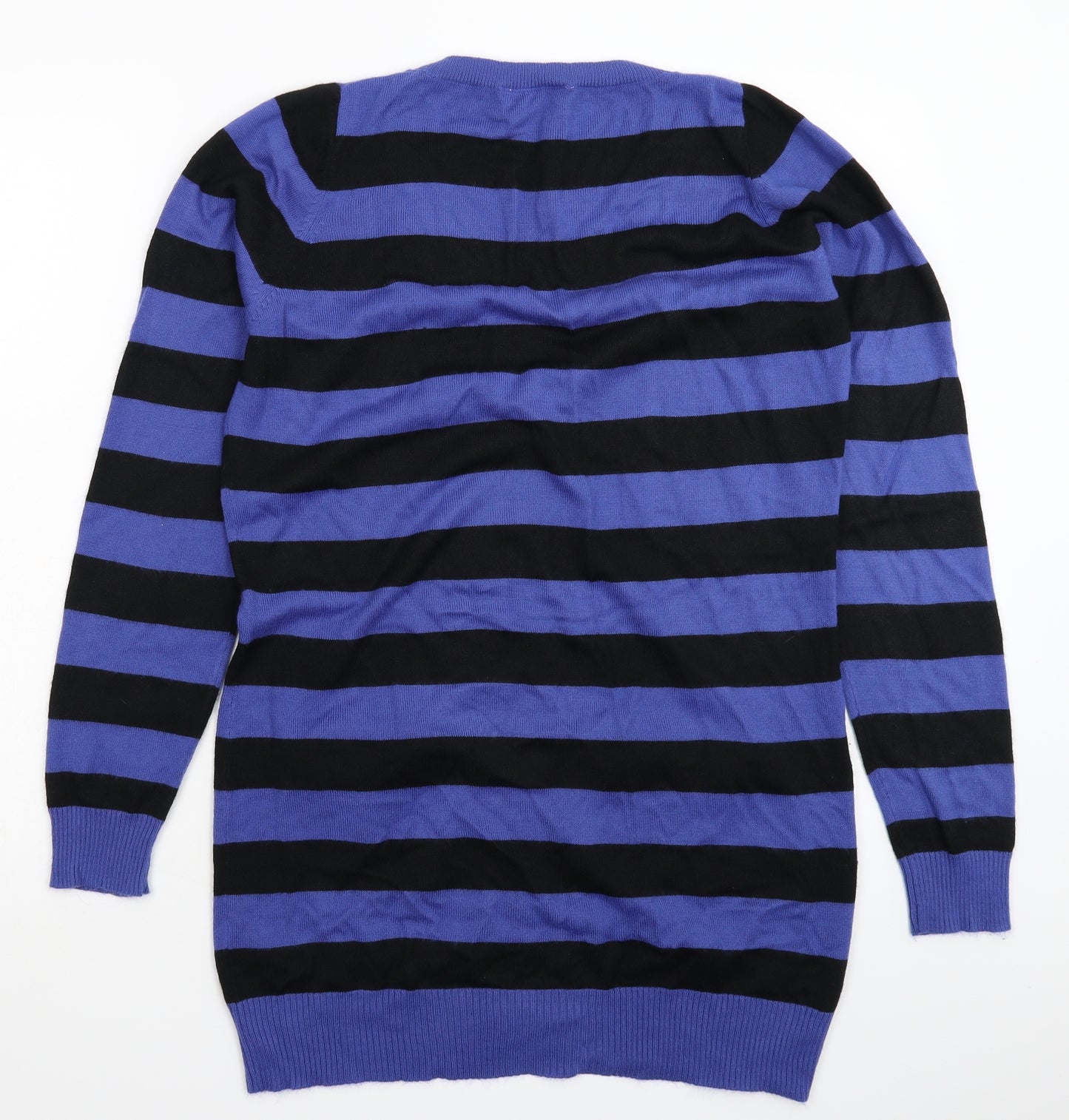 New Look Womens Blue Striped Knit Cardigan Jumper Size 14