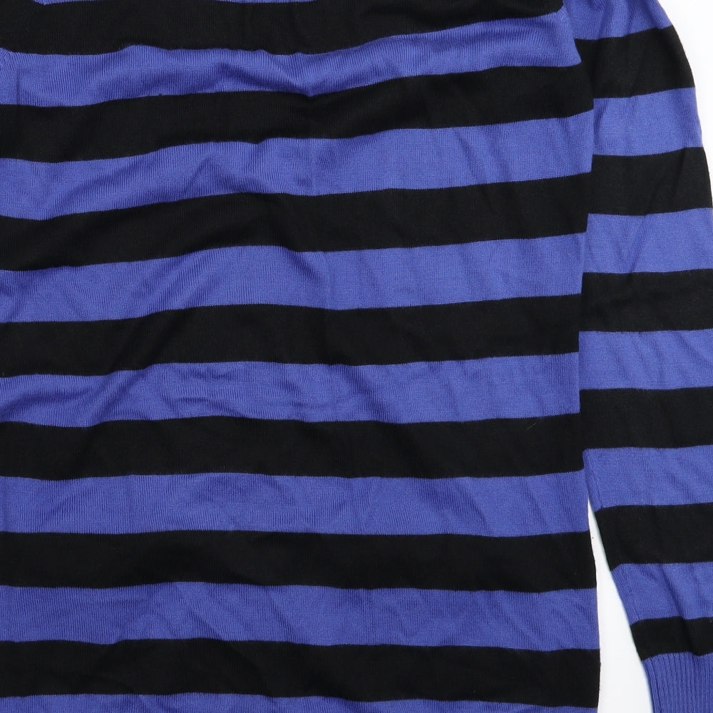 New Look Womens Blue Striped Knit Cardigan Jumper Size 14