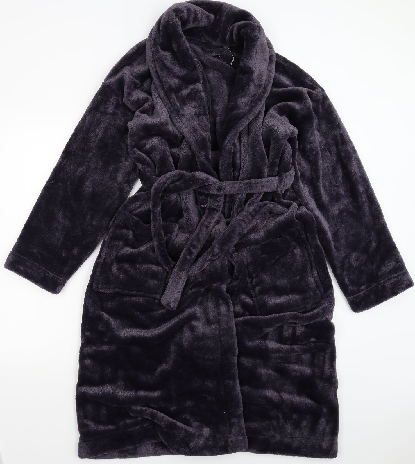 Marks and Spencer Womens Purple Solid Fleece Kimono Robe Size 14
