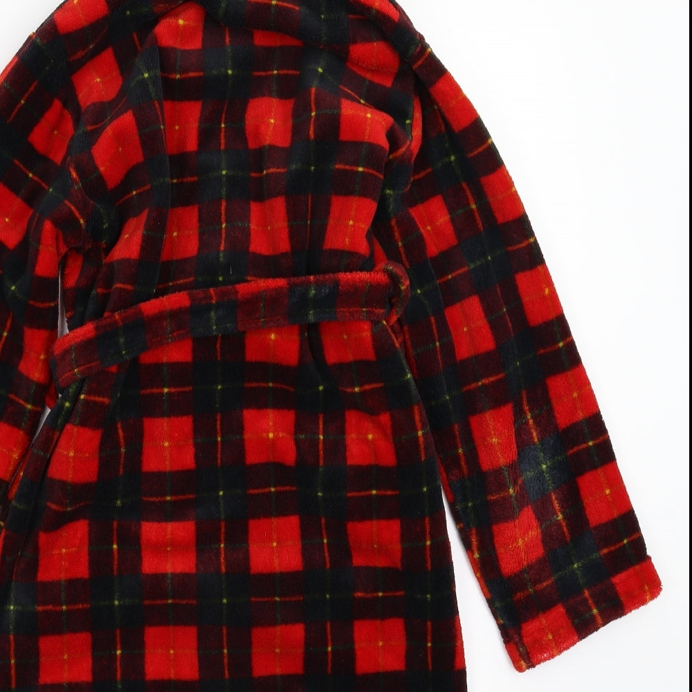 John Lewis Boys Red Check Fleece  Robe Size 10 Years