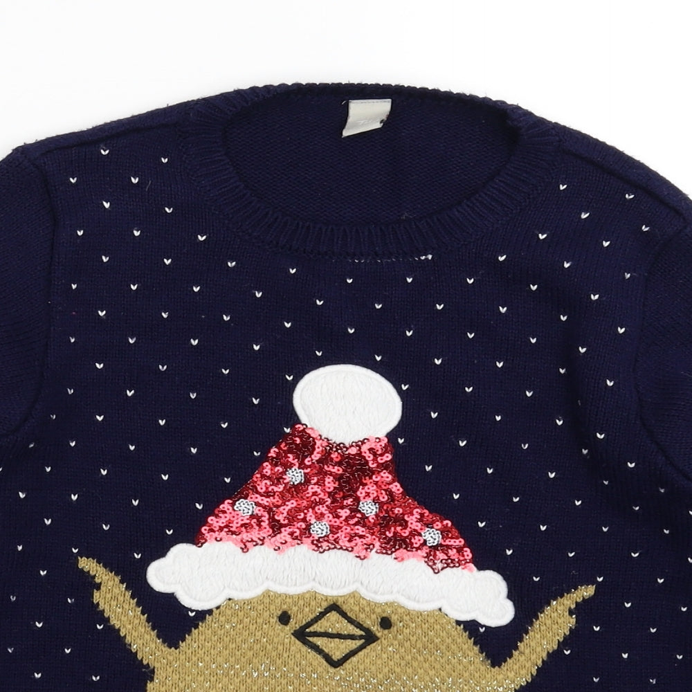TU Girls Blue  Knit Pullover Jumper Size 12 Years  - Christmas