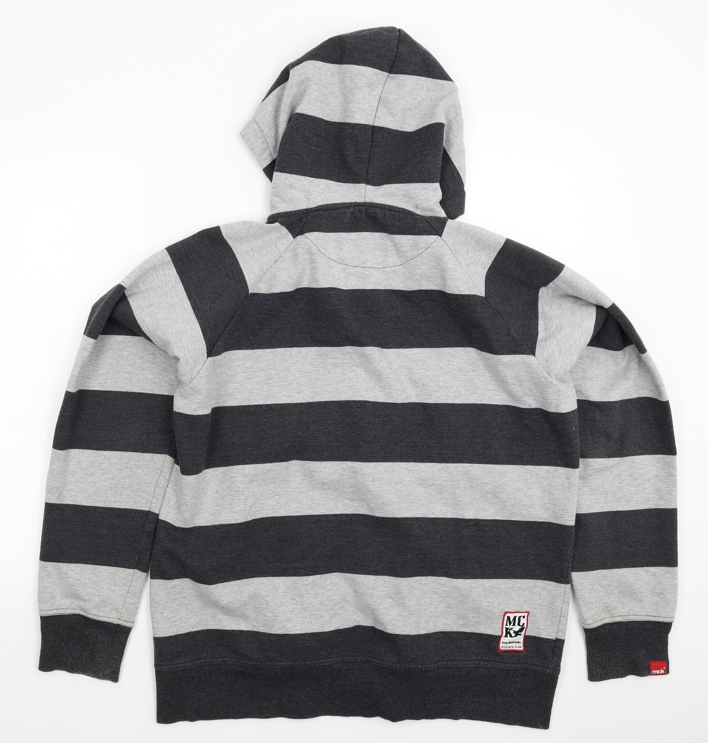 McKenzie Mens Grey Striped  Full Zip Hoodie Size XL