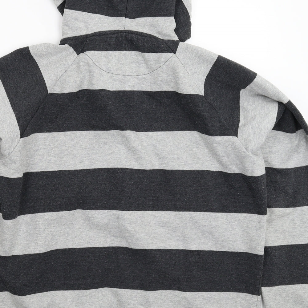 McKenzie Mens Grey Striped  Full Zip Hoodie Size XL