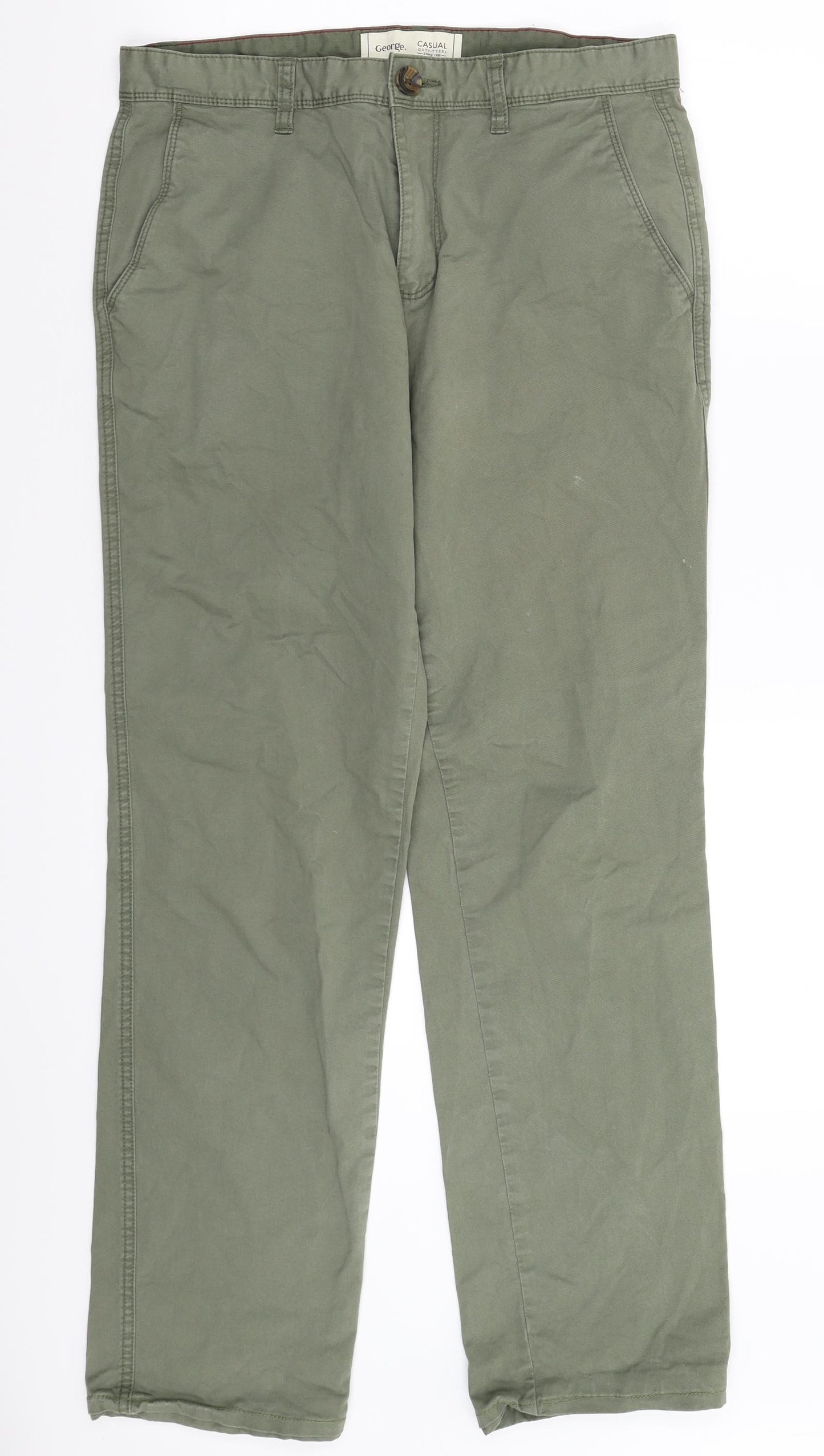 George Mens Green   Chino Trousers Size 32 L32 in
