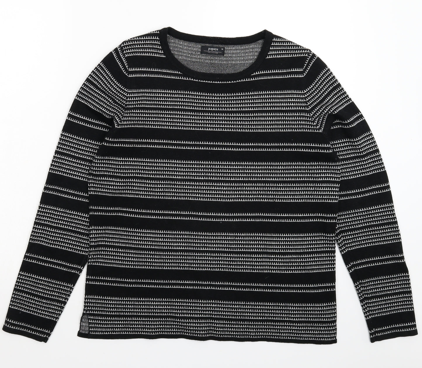 Papaya Womens Black Geometric Knit Pullover Jumper Size 14