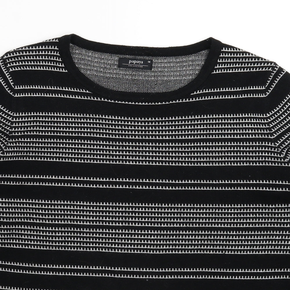 Papaya Womens Black Geometric Knit Pullover Jumper Size 14