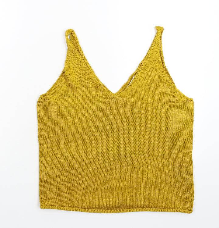 H&M Womens Yellow  Knit Pullover Jumper Size S