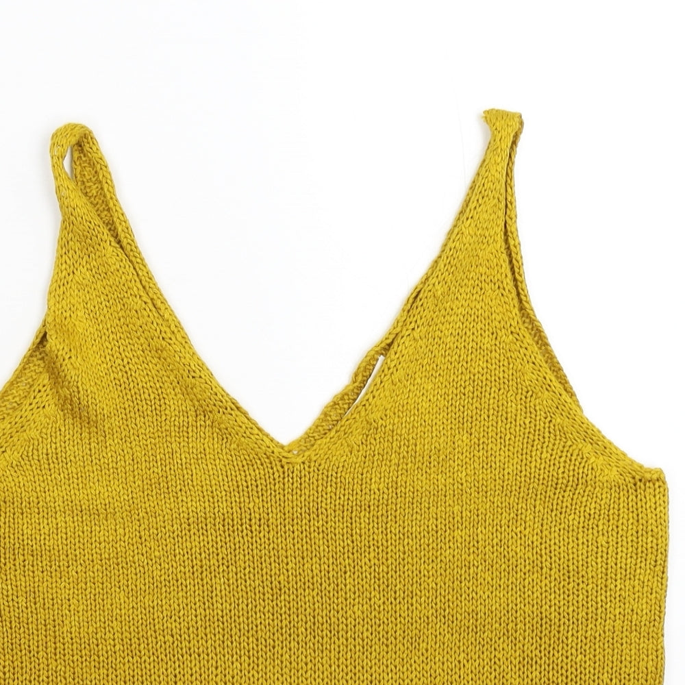 H&M Womens Yellow  Knit Pullover Jumper Size S