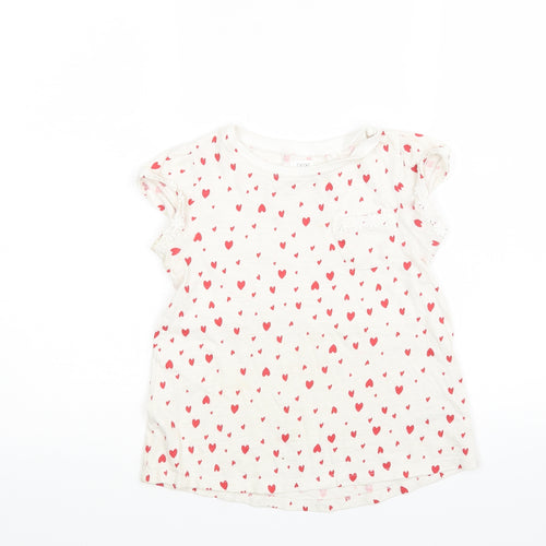 NEXT Girls White   Basic T-Shirt Size 7 Years  - Heart print